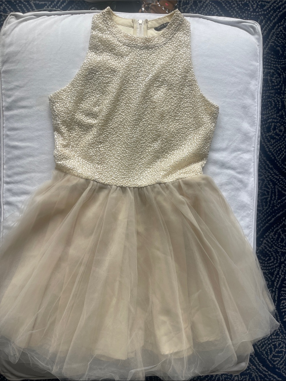 MISS BEHAVE Girls Size 14 Sparkle Ivory Tulle Party Dress